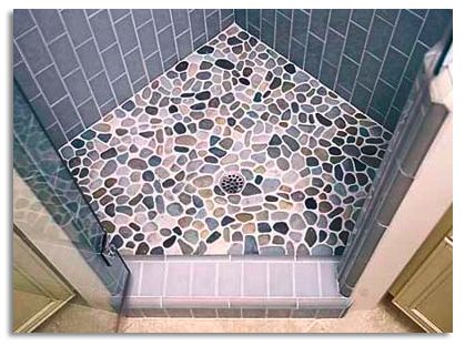 Bath Tile Design, Pebble Shower Floor, Room Tiles Floor, Room Tiles Design, Rock Shower, Pebble Floor, Shower Wall Tile, Bathroom Shower Design, Bathroom Shower Walls