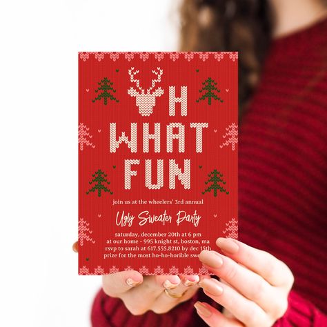 Ugly Sweater Invitations, Ugly Christmas Sweater Party Invitations, Ugly Sweater Christmas Party, Elegant Holiday Party, Ugly Sweater Party Invitations, Corporate Holiday Party, Holiday Envelopes, Ugly Sweater Christmas, Berry Berry