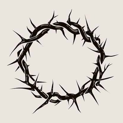 Crown Of Thorns Tattoo, Thorns Tattoo, Symbol Of Christianity, Thorn Crown, Thorn Tattoo, Traditional Black Tattoo, Creepy Tattoos, Crown Tattoo, Christian Symbols