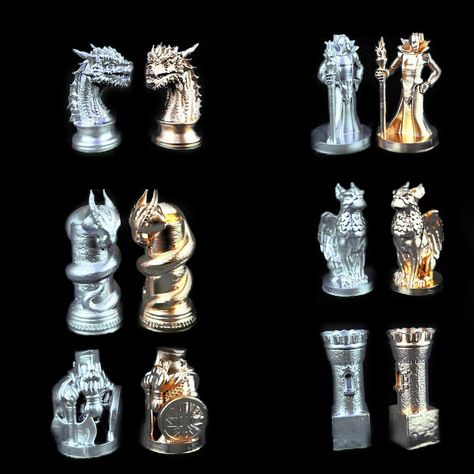 The design of the Dragon Chess Set belongs to us.
The personalized Dragon Chess Set is made of PLA plastic, which is completely environmentally friendly. The paint used on the chess set is harmless to health.

The Dragon chess set has 3 different options: small, large and special chessboard. The dimensions of the chessboards are as follows:

Small Chessboard: 11.8 X 11.8 inch
Large Chessboard: 14.1 X 14.1 inch
Special Chessboard: 14.1 X 14.1 inch Chess Pieces Design, Dragon Chess, Games Puzzle, Chess Gifts, Chess Boards, Chess Table, Kids C, Silver Dragon, Chess Game