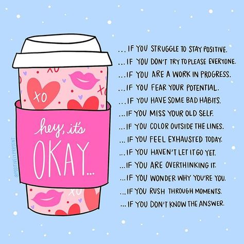 A new version of my Hey Its Okay... cup! If youre having a tough time right now youre not alone. Its okay to not be okay all of the time. Its Okay Quotes, Quotes Board, It's Okay, Stay Positive, Self Care Activities, Therapy Activities, Mindfulness Quotes, Staying Positive, Happy Thoughts