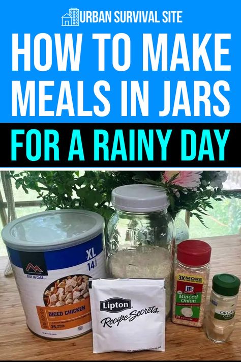 Whether you are a busy mom, a doomsday prepper, or just a grown-up girl scout or boy scout who likes to be prepared, you’ll want to consider adding some Meals in a Jar to your food storage pantry. Meals in a jar are easy to make, easy to store, and last a long time. Best yet, they’re easy to prepare when you’re busy or in an emergency setting. Home Canned Meals In A Jar, Meals In Jars Recipes Food Storage, Meal In A Jar, Diy Mre Meals, Pressure Can Meals In A Jar, Meals In Jars, Meals In A Jar For Long Term Storage, Meal In A Jar Recipe Dry Mixes, Meals In A Jar Recipes Just Add Water