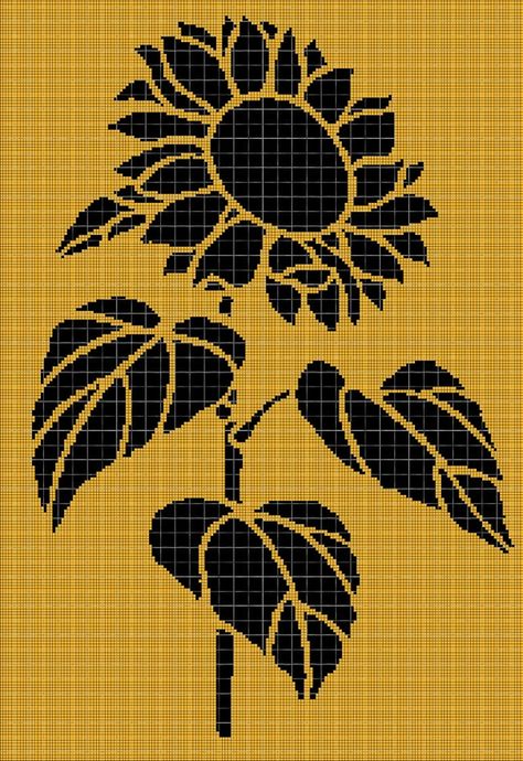 Sunflower Pixel Art Grid, Sunflower Knitting Pattern, Sunflower Silhouette, Grid Inspiration, Simple Chart, Half Square Triangle Quilts Pattern, Pixel Grid, Unique Cross Stitch, Crochet Graph