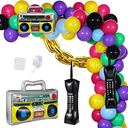 Chain Balloons, 90s Party Decorations, Balloons Backdrop, 80s Birthday, 80s Party Decorations, Ibiza Party, 90s Theme Party, 80s Theme Party, Balloon Background