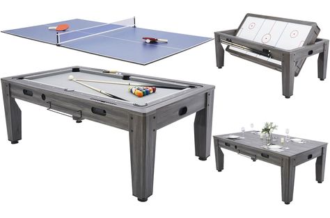 Pool Table Combo, Pool Table Dimensions, Dining Room Pool Table, Pool Dining Table, Basement Game Room Ideas, Games Room Ideas, Pool Dining, Outdoor Pool Table, Multi Game Table