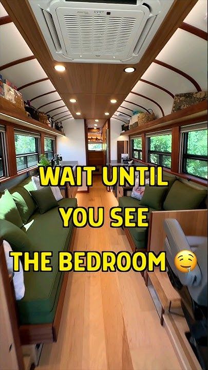 Could you live in this school bus turned land yacht?! #buslife #tinyhous... Converted Bus Interior, Old School Bus Conversion, Schoolies Bus Conversion, Bus Conversion Ideas Layout School Buses, Bus House Ideas, School Bus Conversion Plans, Bus Living Interiors, Short Bus Conversion Ideas, Double Decker Bus Conversion