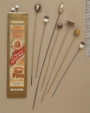 Hatpin About 1890-1925, 19th century or 20th century 19 cm M999X.1.1 © McCord Museum Victorian Hats, Antique Hats, Hijab Pins, Tall Fashion, Hat Boxes, Love Hat, Pins And Needles, Hat Pin, Vintage Hats