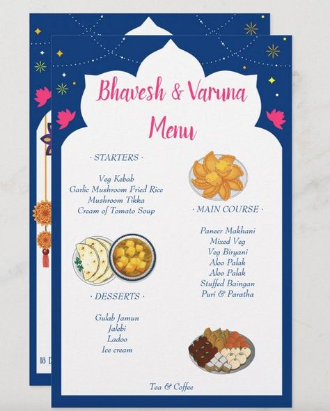 Hindu Wedding Invitations, Gulab Jamun, Postive Life Quotes, Indian Wedding Invitations, Hindu Wedding, Biryani, Wedding Menu, Food Menu, Indian Design