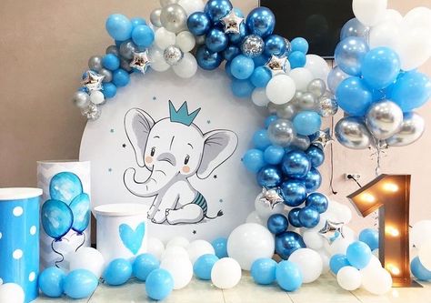 Balloon Birthday Themes, Peanut Baby Shower, Birthday Room Decorations, Boy Birthday Decorations, Happy Birthday Cards Printable, Elephant Baby Shower Theme, Elephant Birthday, Baby Boy 1st Birthday, Baby Boy Birthday