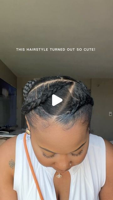 Cute No Braid Hairstyles, 2 Cornrows Braids For Black Women Natural Hair, Cornrow Hairstyles No Hair Added, 2 Natural Braids, Easy Protective Styles For Short Hair, Styles For Stretched Natural Hair, 4 Feeder Braids Hairstyles, Clip Ends On Natural Hair, Twist Outs Styles On Natural Hair