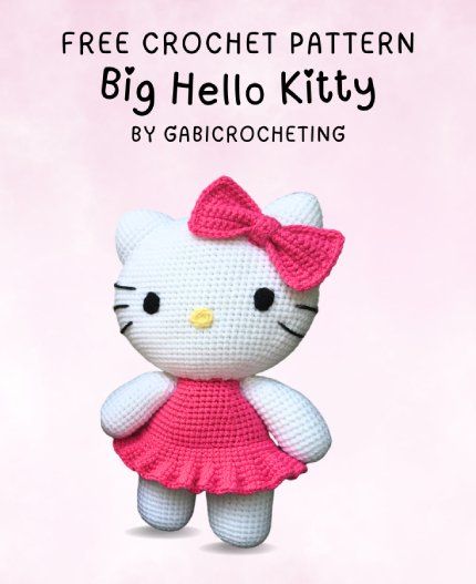 Hello Kitty Free Crochet Pattern, Free Hello Kitty Crochet Patterns, Crochet Hello Kitty Free Pattern, Hello Kitty Amigurumi Free Pattern, Hello Kitty Crochet Pattern Free, Hello Kitty Crochet Pattern, Crochet Hello Kitty, Knitting Patterns Free Dog, Animal Plushies