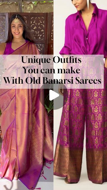 Meghna Singh 🧿 on Instagram: "📌Save these  Reuses of Banarsi Sarees for the upcoming festivities and Wedding season .. 

👉Let me know which one you liked ..

The Last one is definitely my Favourite and looks Supa Chic .. 

➡️Follow for more such inspiration 

#saree #sareereuse #reusebanarsisaree #banarsisaree #repurposesaree #banarsisareereuse #loveforsaree #sareereuseideas" Saree To Salwar Ideas, Banarsi Saree Look, Saree With Pants, Dupatta Style, Banaras Sarees, Banarsi Saree, Stitching Dresses, Indian Wedding Wear, Designer Party Wear Dresses