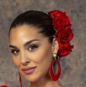 Flamenco Hair, Spain Makeup, Fiesta Costume, Spanish Hairstyles, Spanish Flowers, Night Hairstyles, Power Red, Tango Dance, Quick Braided Hairstyles