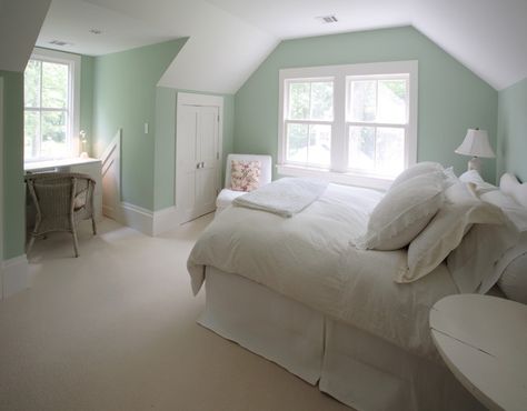 Attic Bedroom Cape Cod Upstairs Bedroom Ideas | Design Corral Cape Cod Bedroom, Whole House Renovation, Green Bedroom Walls, Kids Bedroom Remodel, Guest Bedroom Remodel, Peaceful Bedroom, Attic Bedrooms, Traditional Bedroom Decor, Upstairs Bedroom