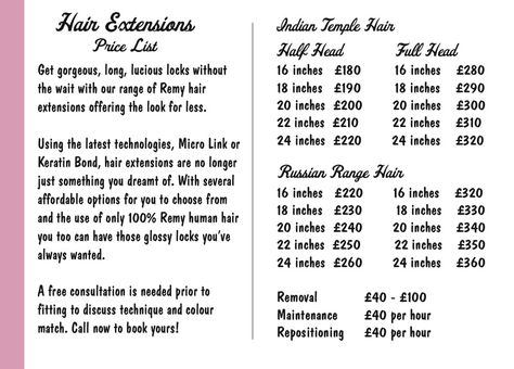 Hair Extension Price List ~ Micro Links & Keratin Bonds ❤ Hair Extension Brands, Price List, Hair Extension, Remy Hair, Keratin, Hair Extensions, Beauty Hacks, Hair, Quick Saves