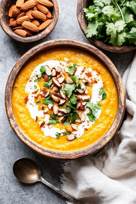 Explore the delicious flavors of autumn with this comforting butternut squash lentil soup recipe. Packed with warm spices and hearty vegetables, this soup is perfect for cozy nights in or special gatherings. Whether you're a seasoned chef or just starting out in the kitchen, this recipe is easy to follow and sure to impress. Serve it with a side of crusty bread or a fresh green salad for a complete meal that will leave you feeling satisfied and nourished. Butternut Squash And Lentil Soup, Butternut Squash Lentil Soup, Butter Squash Soup, Squash Lentil Soup, Butternut Squash Lentil, Autumn Soups, Green Lentil Soup, Fresh Green Salad, Savory Butternut Squash