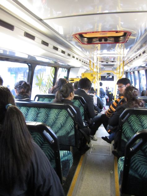 This photo is great because it proves the bus is a positive alternative to car use. It is full of people going to work and to school. (photo and story by Kathleen C.) School Photo, The Bus, Injury Prevention, Going To Work, Auckland, To Work