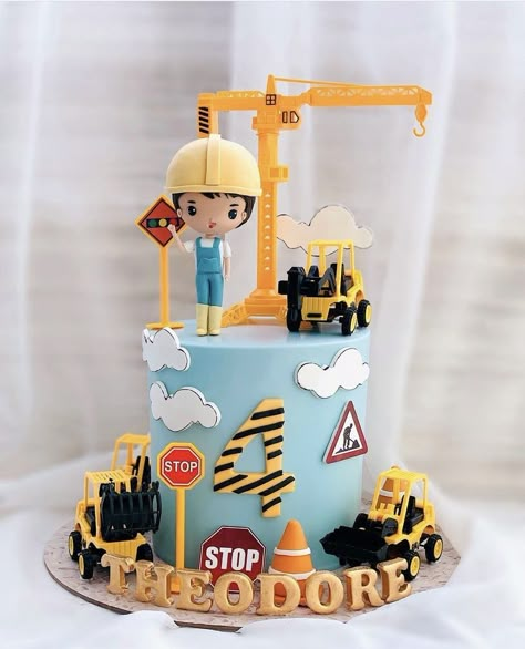 Kids Construction Cake, Construction Theme Cake, Excavator Cake, Construction Birthday Decorations, Construction Birthday Cake, Truck Birthday Cakes, Cake Designs For Kids, Construction Theme Birthday Party, Construction Cake