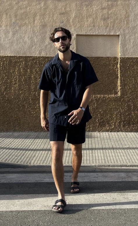 Men Linen Outfit Summer, Linen Outfit Summer, Black Summer Outfits, Vacation Outfits Men, Thailand Outfit, Men's Summer Fashion, Beach Outfit Men, Linen Outfit, Black Outfit Men