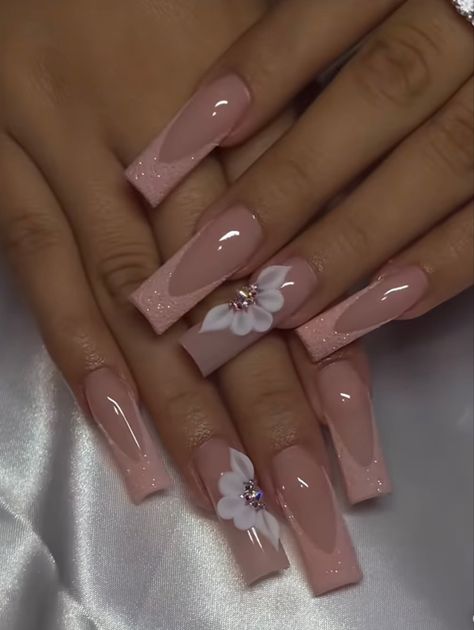 Colored Acrylic Nails, Girly Acrylic Nails, French Tip Acrylic Nails, Work Nails, Short Square Acrylic Nails, Acrylic Nails Coffin Pink, Long Square Acrylic Nails, Unique Acrylic Nails, Bling Acrylic Nails