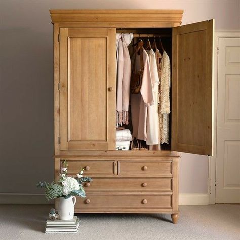 Coolamon House, Cotswold Company, Wooden Wardrobe Design, Free Standing Wardrobe, Pine Wardrobe, Natural Furniture, Double Wardrobe, Bedroom Cupboard Designs, Diy Wardrobe