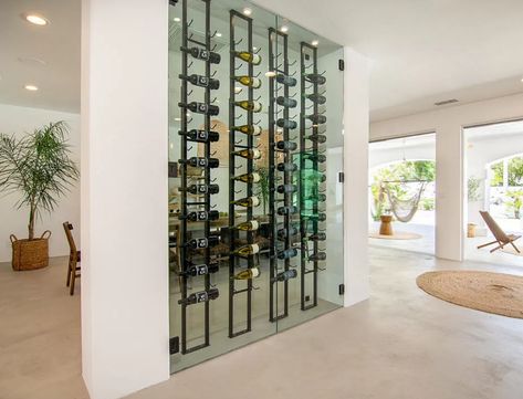 Glass Wine Rack Wall, Wine Cellar Room Divider, Wine Wall Room Divider, Double Sided Wine Wall, Glass Wine Wall Divider, Wine Rack Room Divider, Refrigerated Wine Storage Wall, Basement Bar Wall Wine Storage, Glass Enclosed Wine Wall