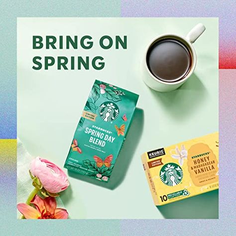 Amazon.com : Starbucks Medium Roast Ground Coffee—Spring Day Blend—Limited Edition—6 bags (10 oz each) : Grocery & Gourmet Food Starbucks Ground Coffee, Coffee Varieties, Medium Roast Coffee, Madagascar Vanilla, Roast Coffee, Ground Coffee, K Cups, Coffee Pods, Coffee Flavor