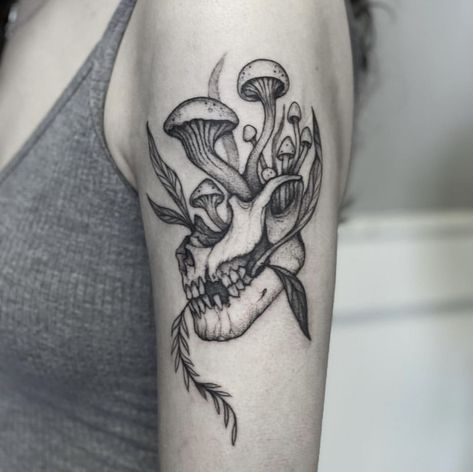 Mushrooms Tattoo, Mushroom Tattoo, Armband Tattoos, Skull Sleeve, Trippy Drawings, Mushroom Tattoos, Epic Tattoo, Cat Vs Dog, Big Sleeves