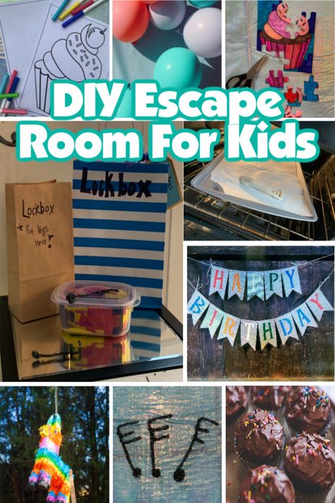 This DIY escape room for kids lets parents create a birthday experience to remember! Create your own puzzles, props, and fun! Diy Escape Room For Kids, Escape Room Birthday Party, Escape Room Ideas, Escape Room Themes, Escape Room Diy, Diy Escape Room, Create Your Own Puzzle, Room For Kids, Escape Room For Kids