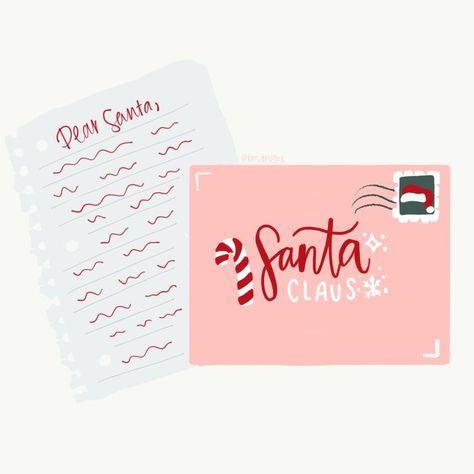 Christmas Bulletin Board Aesthetic, Christmas Letter Illustration, Santa Letter Illustration, Letter To Santa Aesthetic, Santa Graphic Design, Letter To Santa Illustration, Christmas 2023 Aesthetic, Christmas Aesthetic Illustration, Aesthetic Christmas Card Ideas