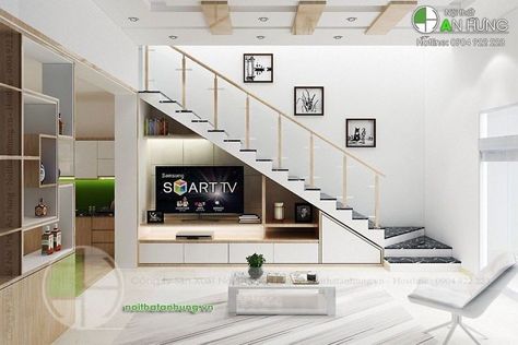 Home Decor Living Room Stairs Design Ideas Interior Design Tv Under Stairs Living Room, Living Room Under Stairs, Staircase In Living Room, Living Room Stairs, Living Room Designs Modern, Under Stairs Storage, Ruang Tv, Small Modern House Plans, Staircase Design Modern