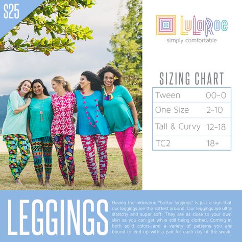 Check out this size chart for LuLaRoe Leggings, including TC2! If you need any help with your LuLaRoe sizing, you can connect with me at www.shopwithrandi.com Lularoe Size Chart, Buttery Soft Leggings, Legging Fits, Lularoe Styling, Soft Leggings, Lularoe Leggings, Pretty Pastel, Pattern Mixing, Colorful Leggings