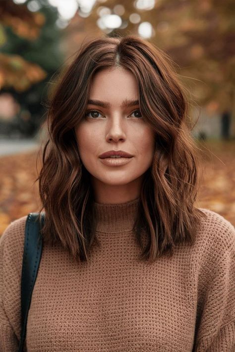 Short Warm Brown Hair, Warm Chestnut Hair, Warm Autumn Hair Color, Soft Autumn Hair Color, Warm Hair Color Ideas, Fall Short Hair, Autumn Hairstyles, Chestnut Brown Hair, Rambut Brunette