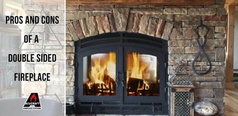 Pros and Cons of a Double Sided Fireplace Double Sided Fireplace Interior Exterior, 2 Sided Gas Fireplace, 2 Way Fireplace Indoor Outdoor, Two Sided Gas Fireplace, Diy Double Sided Fireplace, Fireplace Separating Living And Kitchen, Double Sided Wood Stove, Two Way Fireplace Indoor Outdoor, Two Sided Gas Fireplace Ideas