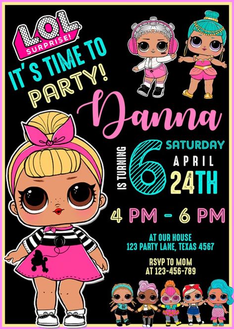 Lol Birthday, Suprise Birthday, Birthday Invite Template, Surprise Birthday Invitations, Lol Doll, Doll Party, Party Invitations Printable, Birthday Surprise Party, Invite Template