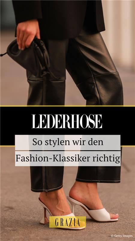 Hosen aus Leder oder in Lederoptik sind einfach ein modischer Evergreen und lassen sich vielseitig kombinieren. Wie das geht, erfahrt ihr jetzt. Lederhosen Outfit, Fashion Weeks, T Shirt, Pins