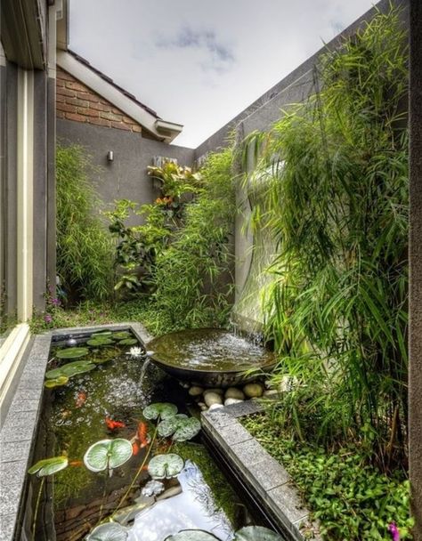 Small Yard Garden, Art Retreat, Kolam Koi, Taman Air, Urban Backyard, Fountain Ideas, Japanese Bath, Yard Garden Design, Zen Garden Design