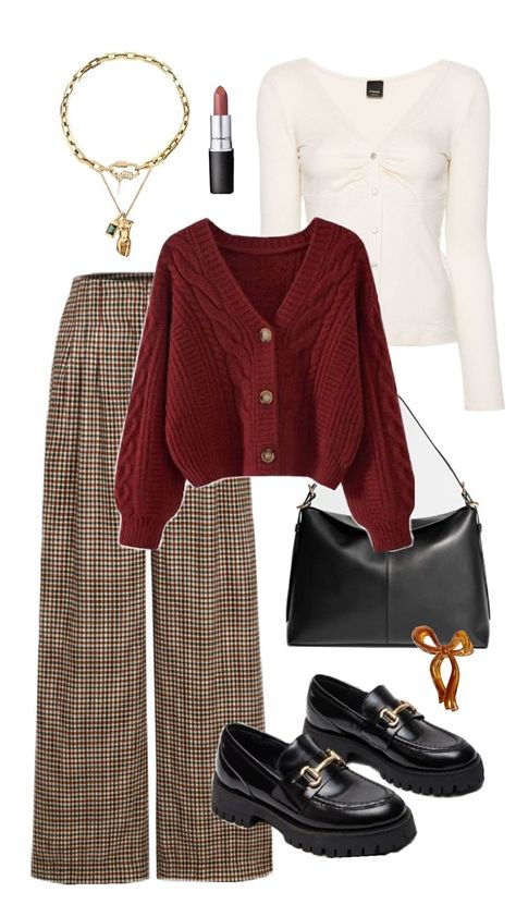 Romantic Fall Outfits Casual, Red Turtleneck Outfit Aesthetic, British Outfits Aesthetic, Smiths Outfits, Holiday Business Casual Outfits, Nora Ephron Aesthetic Outfits, Winter 2024 Outfits Women, Fall Aesthetic Outfit Vintage, Red Academia Outfit