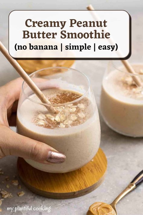 Peanut Butter Smoothie No Banana, Easy Peanut Butter Smoothie, Peanut Butter Powder Smoothie, Gluten Free Smoothie Recipes, Smoothie No Banana, Healthy Peanut Butter Recipes, Oatmeal Shake, Peanut Butter Banana Oats, Peanutbutter Smoothie Recipes