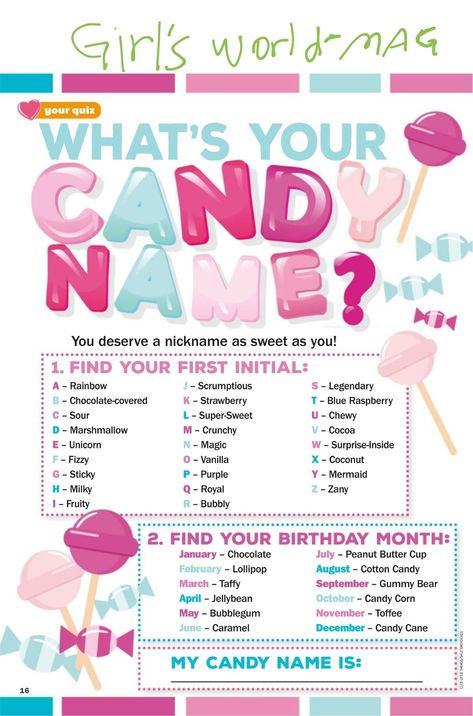 Funny Name Generator, Funny Nicknames, Church Games, Candy Quotes, Candy Birthday Party, Sleepover Games, Candyland Birthday, Candyland Party, Fun Sleepover Ideas