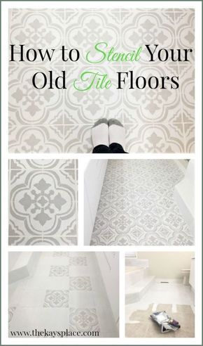 Learn how to stencil your floors like a pro. It is much easier than you think! #floordecor #homedecor #stencil Mold In Bathroom, Painting Tile Floors, Painted Tile, Tile Stencil, Stenciled Floor, Porch Flooring, Kitchen Floor Tile, Tile Floors, Bathroom Floor Tiles