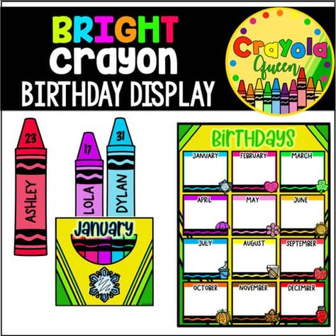 Crayon birthday | TPT Happy Birthday Board, Crayon Classroom, Crayon Themed Classroom, Birthday Display, Queen Birthday, Crayola Crayons, Themed Classroom, Birthday Board, Classroom Decor