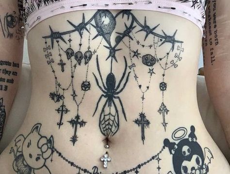 Belly Tattoo, Sick Tattoo, Inspiration Tattoos, Tatuaje A Color, Poke Tattoo, Piercings And Tattoos, Aesthetic Tattoo, Dream Tattoos, Body Modification