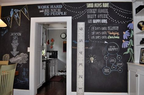 Chalk-Board-Paint_10 Chalkboard Wall Kitchen, Chalkboard Paint Wall, Papan Tulis Kapur, Wall Chalkboard, Novelty Wallpaper, Chalkboard Wall Bedroom, Chalkboard Wall Art, Black Chalkboard Paint, Kitchen Chalkboard