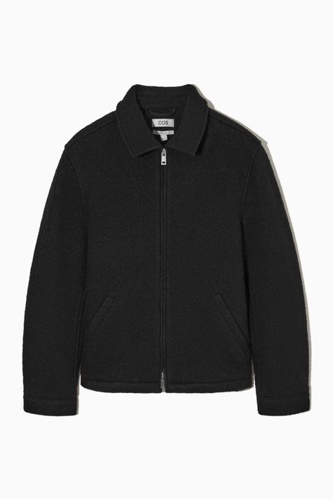 REGULAR-FIT ZIP-UP WOOL JACKET - BLACK - Jackets - COS Cos Jacket, Blouson Jacket, Men's Jackets, Men's Coats & Jackets, Knitwear Men, Bomber Jackets, Leather Jacket Men, Fashion Outlet, Wool Jacket