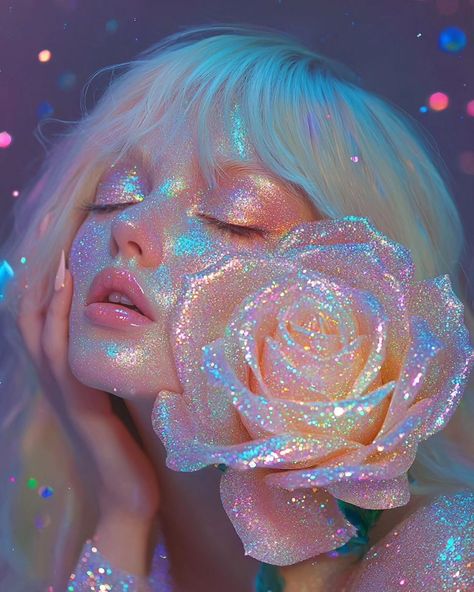 The biggest gift you will ever have is loving yourself . . . #women #selflove #love #loveyourself #dreamy Face Glitter Art, Glittery Photoshoot, Illit Aesthetic, Cosmic Makeup, Aesthetic Town, Glitter Photo Shoots, Selflove Aesthetic, Pink Energy, Sagittarius Moon