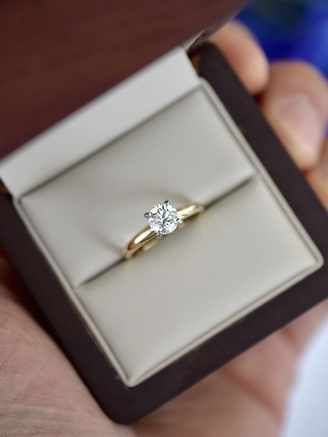 Classic and elegant. 0.80 ct yellow gold solitaire engagement ring. Yellow Gold Solitaire Engagement Ring, Gold Solitaire Engagement Ring, Yellow Gold Solitaire, Handmade Engagement Rings, Solitaire Engagement, Solitaire Engagement Ring, Heart Ring, Engagement Ring, Yellow Gold