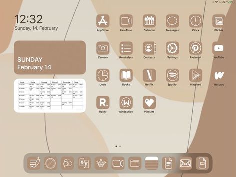 Aesthetic Ipad Homescreen Layout Minimalist, Aesthetic Brown Ipad Wallpaper, Cute Wallpapers For Ipad Aesthetic Brown, Ipad Aesthetic Wallpapers, Brown Ipad Homescreen, Aesthetic Ipad Homescreen Layout School, Aesthetic Ipad Homescreen Layout Brown, Widgetsmith Ipad Ideas, Ipad Homescreen Ideas Brown