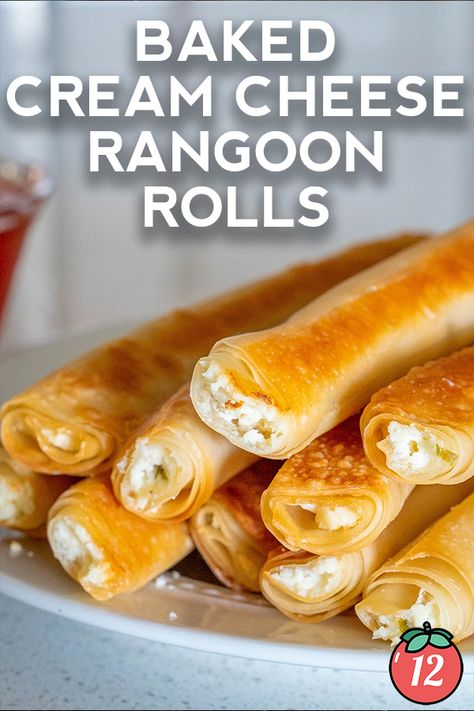 Baked Cream Cheese Rangoon Rolls | 12 Tomatoes Cream Cheese Rangoon Rolls Recipe, Crab Rangoon Rolls, Baked Cream Cheese Rangoon Rolls, Crab Rangoon Roll Ups, Cream Cheese Ragoons Baked, Cheese Ragoons Recipe, Appetizers With Egg Roll Wrappers, Cream Cheese Rangoon Rolls, Rangoon Recipe Cream Cheese