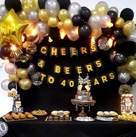 Cheers And Beers Party Decorations, 40th Birthday Decor, Cheers And Beers To 40 Years, 40 Birthday Signs, 40th Birthday Themes, 40th Birthday Balloons, Cheers To 40 Years, Husband 40th Birthday, 40th Birthday Men